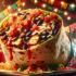 Een gedetailleerd en levendig beeld van 8K-kwaliteit dat de viering van Burrito-dag laat zien.